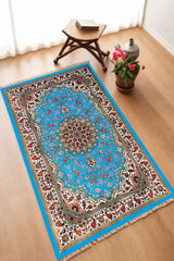 Dekoratif Dijital Baskılı Siyah Kaymaz Taban Seccade Namazlık 70 x 110