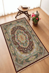Dekoratif Dijital Baskılı Siyah Kaymaz Taban Seccade Namazlık 70 x 110