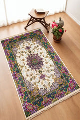 Dekoratif Dijital Baskılı Siyah Kaymaz Taban Seccade Namazlık 70 x 110