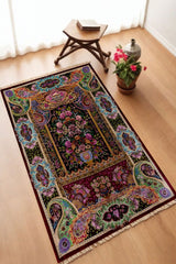 Dekoratif Dijital Baskılı Siyah Kaymaz Taban Seccade Namazlık 70 x 110
