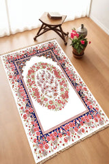 Dekoratif Dijital Baskılı Siyah Kaymaz Taban Seccade Namazlık 70 x 110