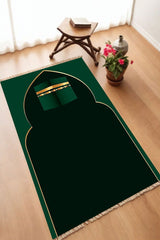 Dekoratif Dijital Baskılı Siyah Kaymaz Taban Seccade Namazlık 70 x 110