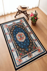 Dekoratif Dijital Baskılı Siyah Kaymaz Taban Seccade Namazlık 70 x 110
