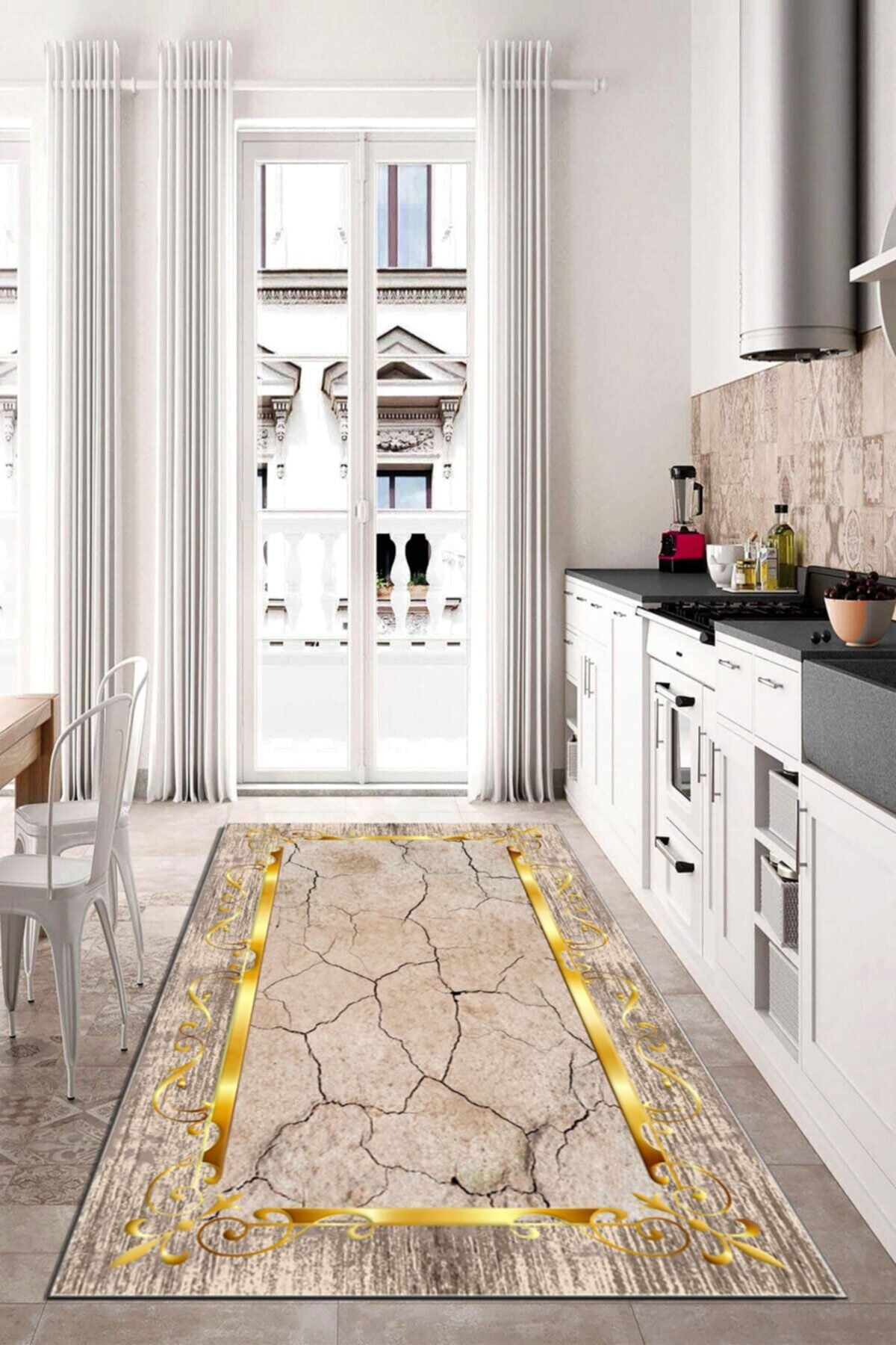 Dijital Baskı Kaymaz Tabanlı Yıkanabilir Salon Halısı Mutfak Halısı Koridor Halısı