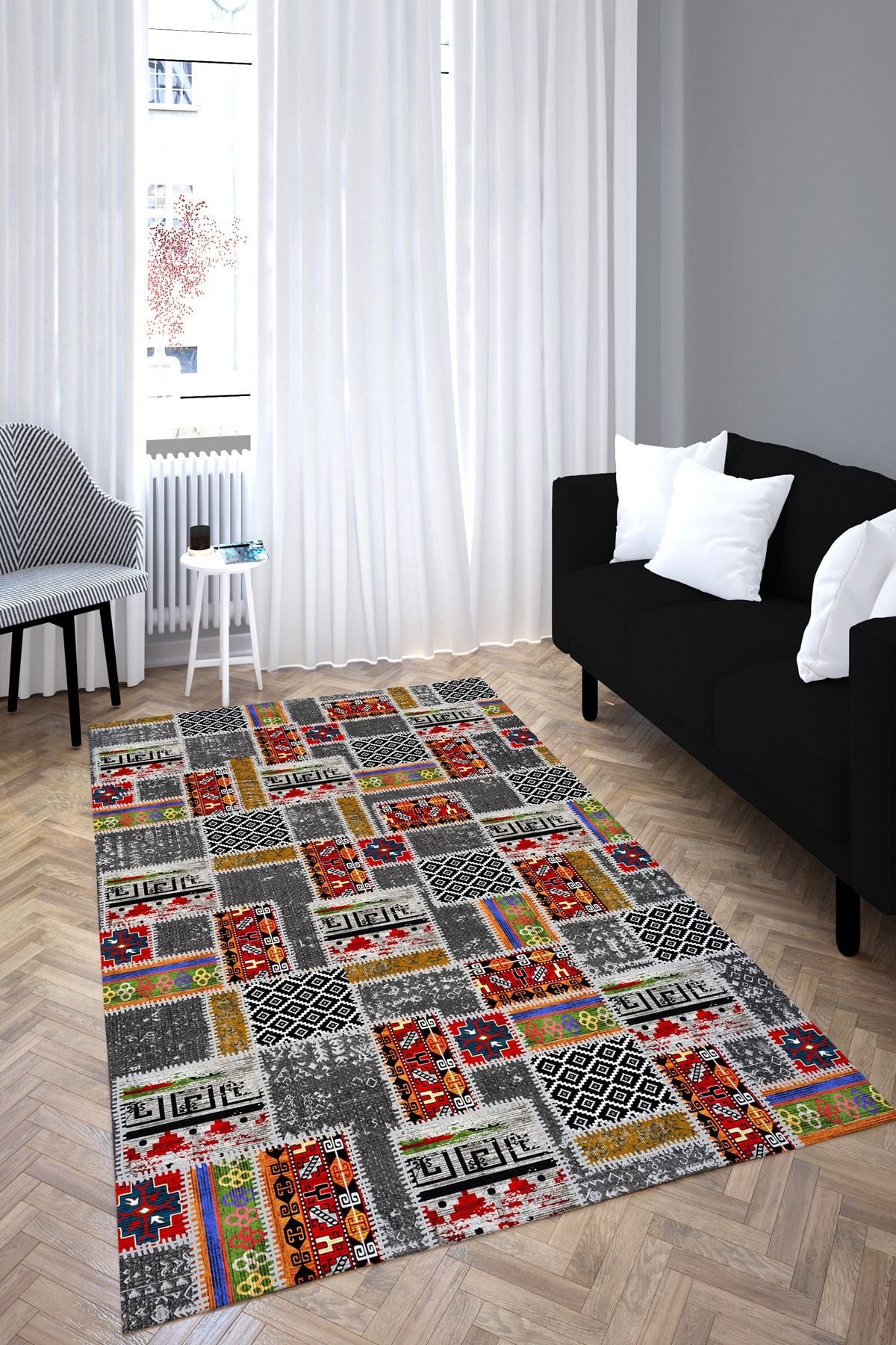 Anatolian Premium Desenli Saçaklı Salon Halısı Şönil Pamuk-polyester Halı
