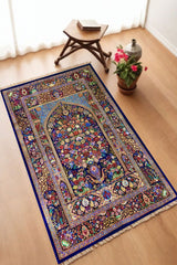 Dekoratif Dijital Baskılı Siyah Kaymaz Taban Seccade Namazlık 70 x 110