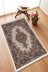 Dekoratif Dijital Baskılı Siyah Kaymaz Taban Seccade Namazlık 70 x 110