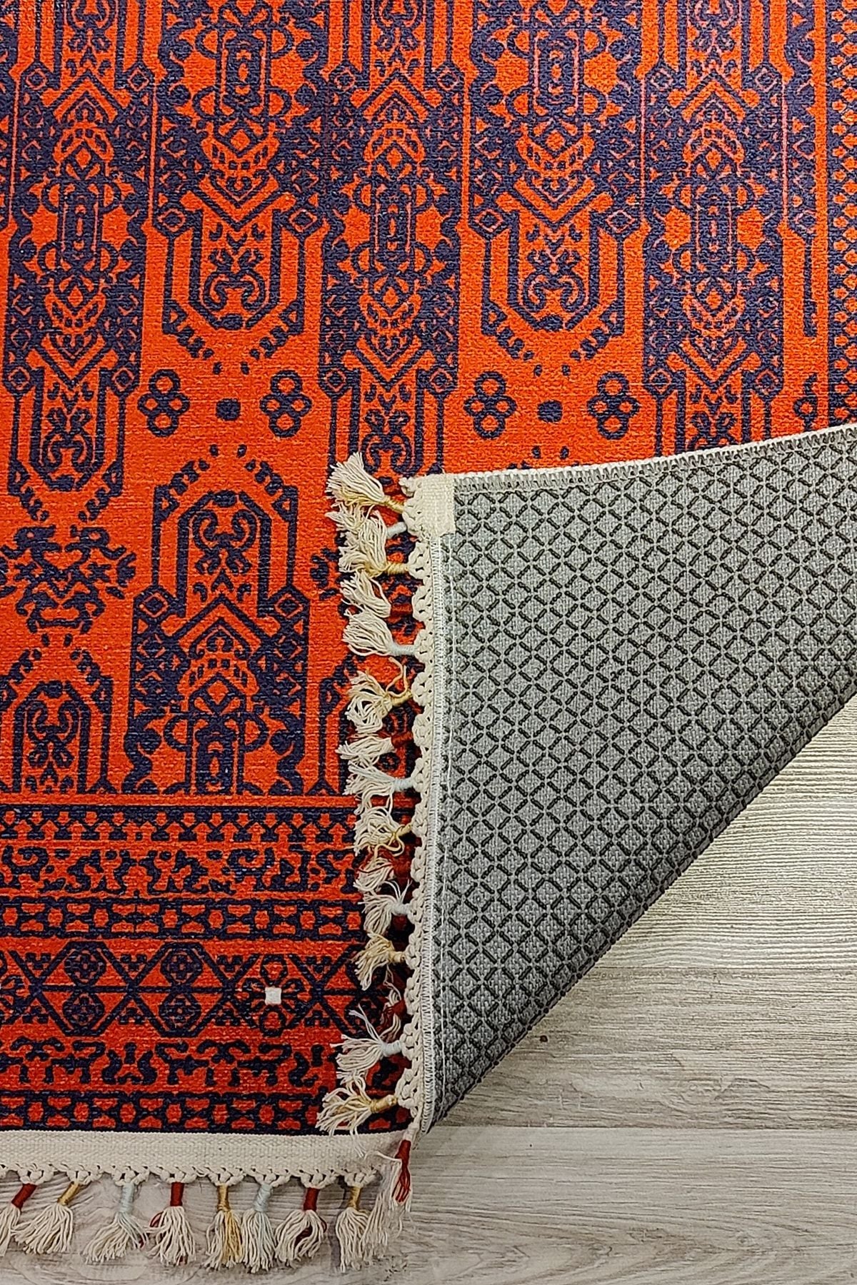 Afgan Premium Desenli Saçaklı Salon Halısı Şönil Pamuk-polyester Halı