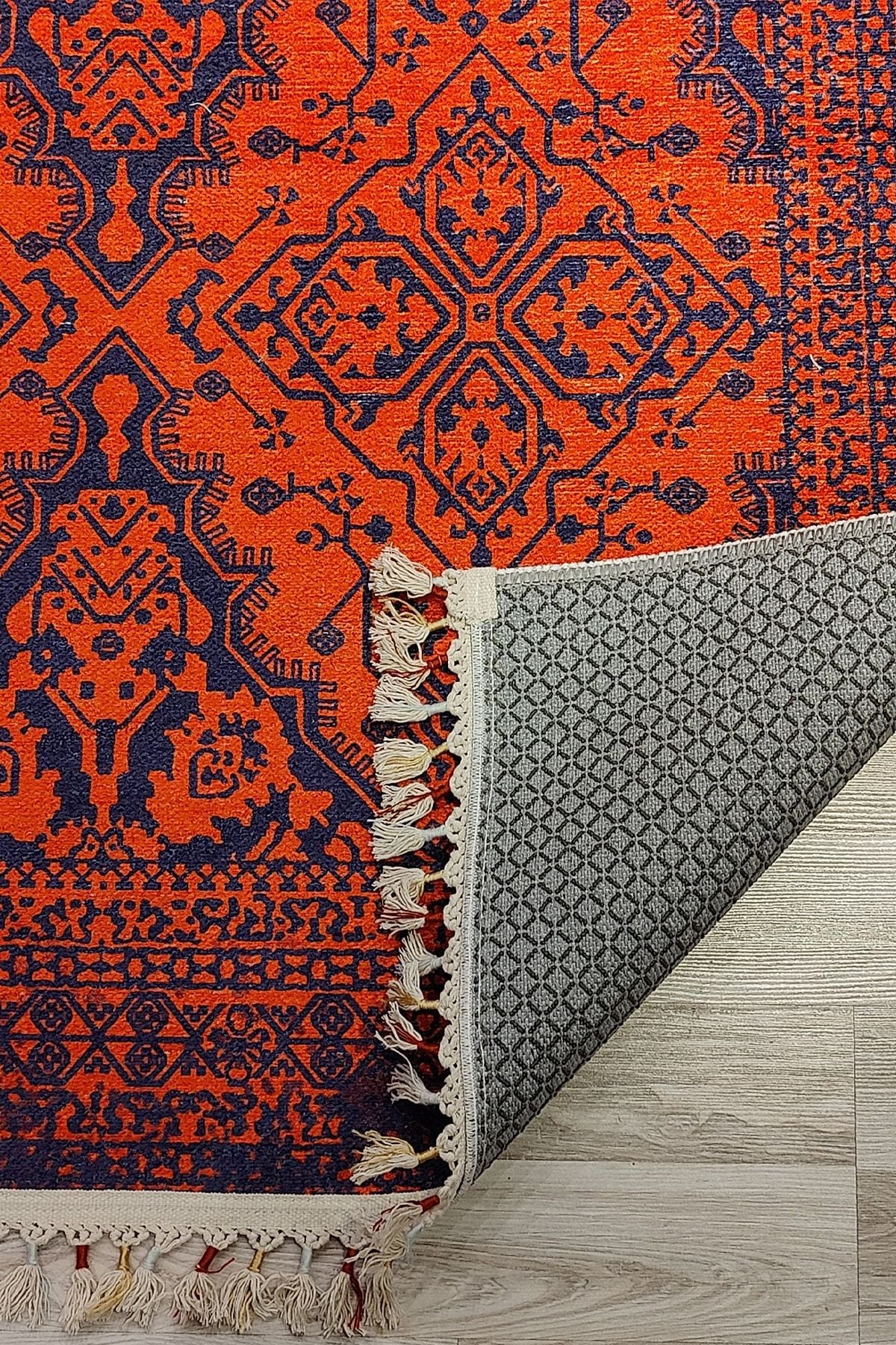 Afgan Premium Desenli Saçaklı Salon Halısı Şönil Pamuk-polyester Halı