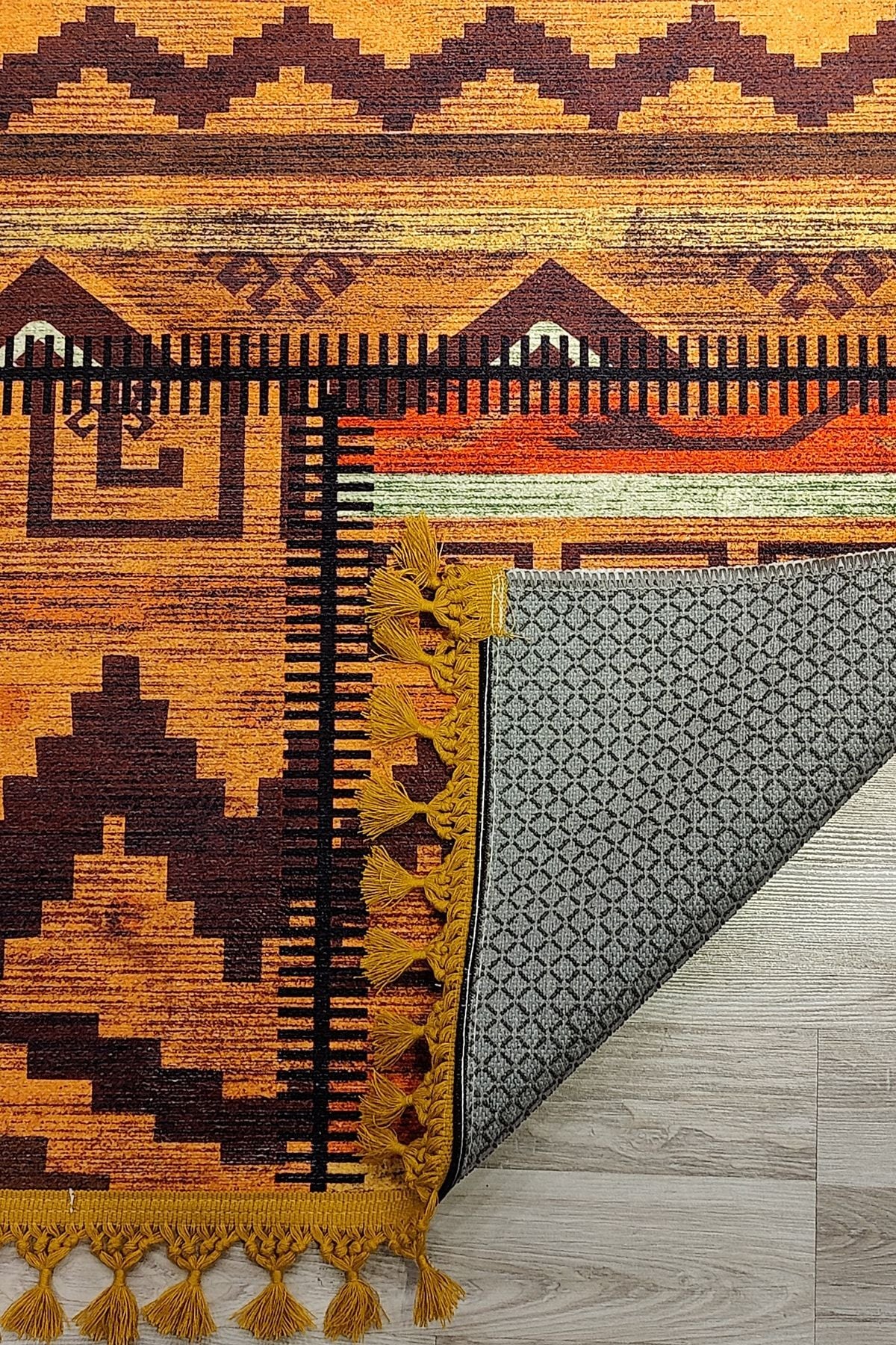 Anatolian Premium Desenli Saçaklı Salon Halısı Şönil Pamuk-polyester Halı