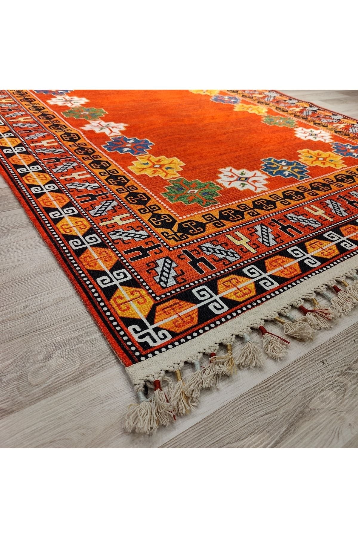 Anatolian Premium Desenli Saçaklı Salon Halısı Şönil Pamuk-polyester Halı