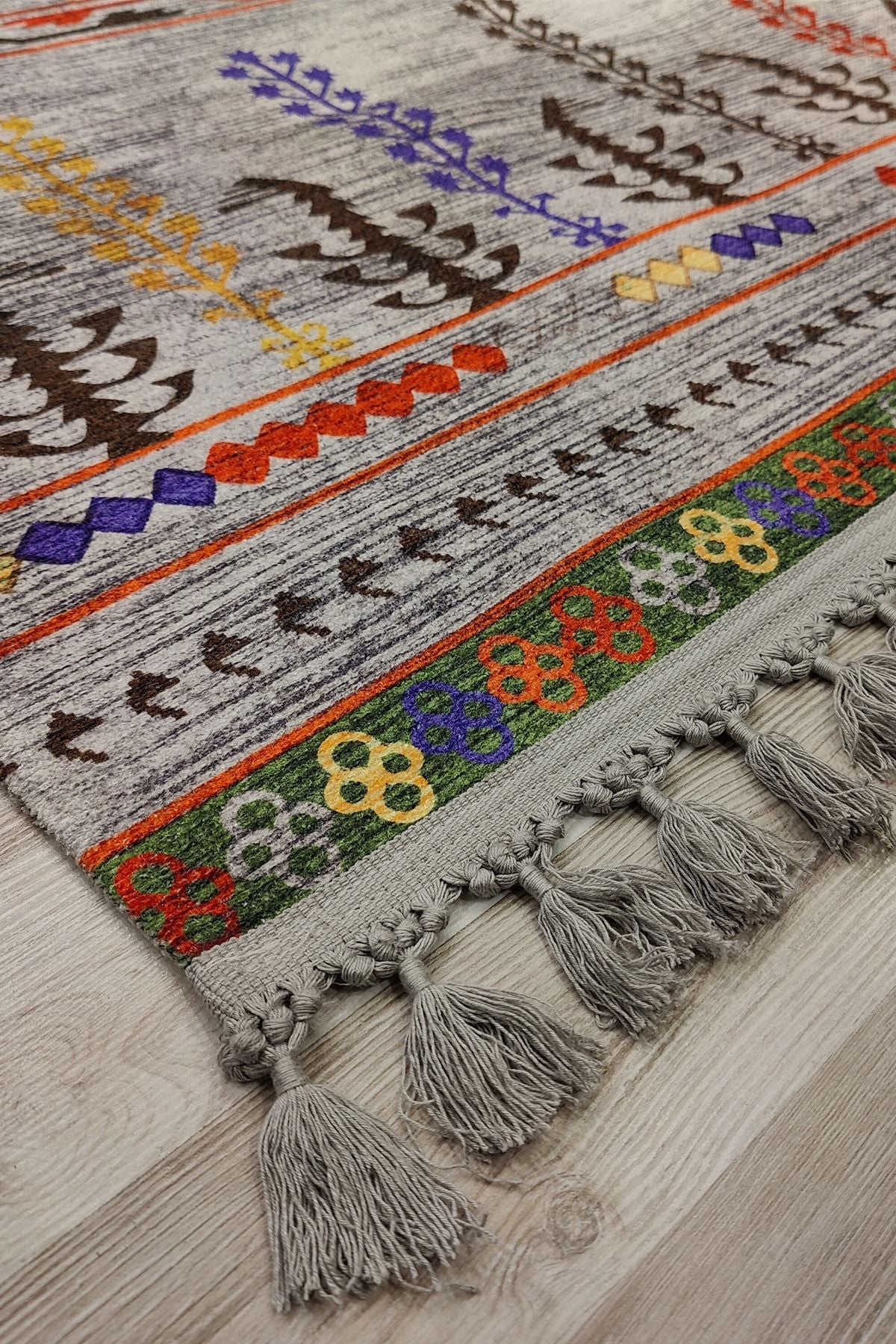 Anatolian Premium Desenli Saçaklı Salon Halısı Şönil Pamuk-polyester Halı