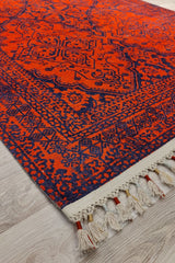 Afgan Premium Desenli Saçaklı Salon Halısı Şönil Pamuk-polyester Halı
