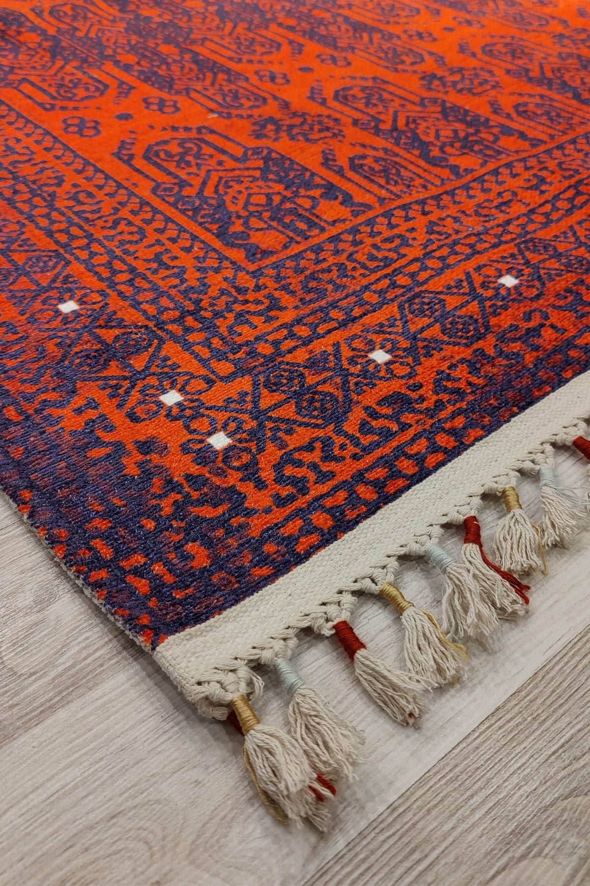 Afgan Premium Desenli Saçaklı Salon Halısı Şönil Pamuk-polyester Halı