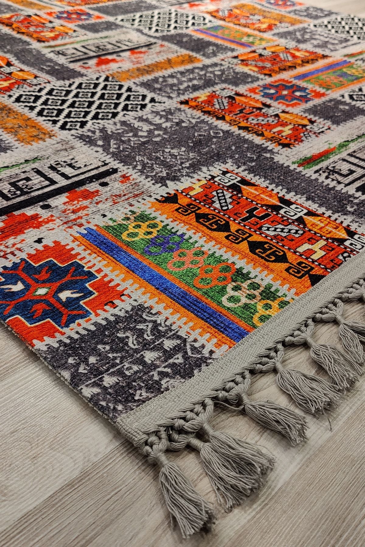 Anatolian Premium Desenli Saçaklı Salon Halısı Şönil Pamuk-polyester Halı