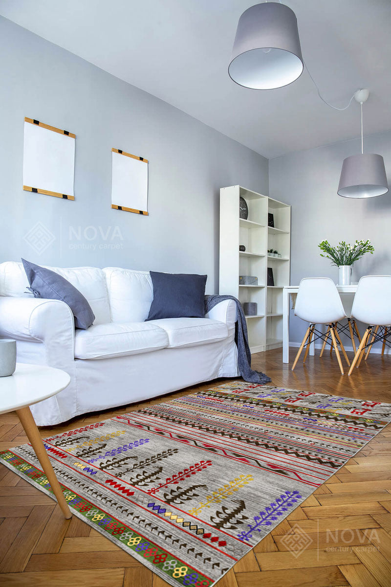 Eva Bambu Dokuma AN0004 Yumuşak Dokuma Taban Renkli Salon Yatak Odası Halısı