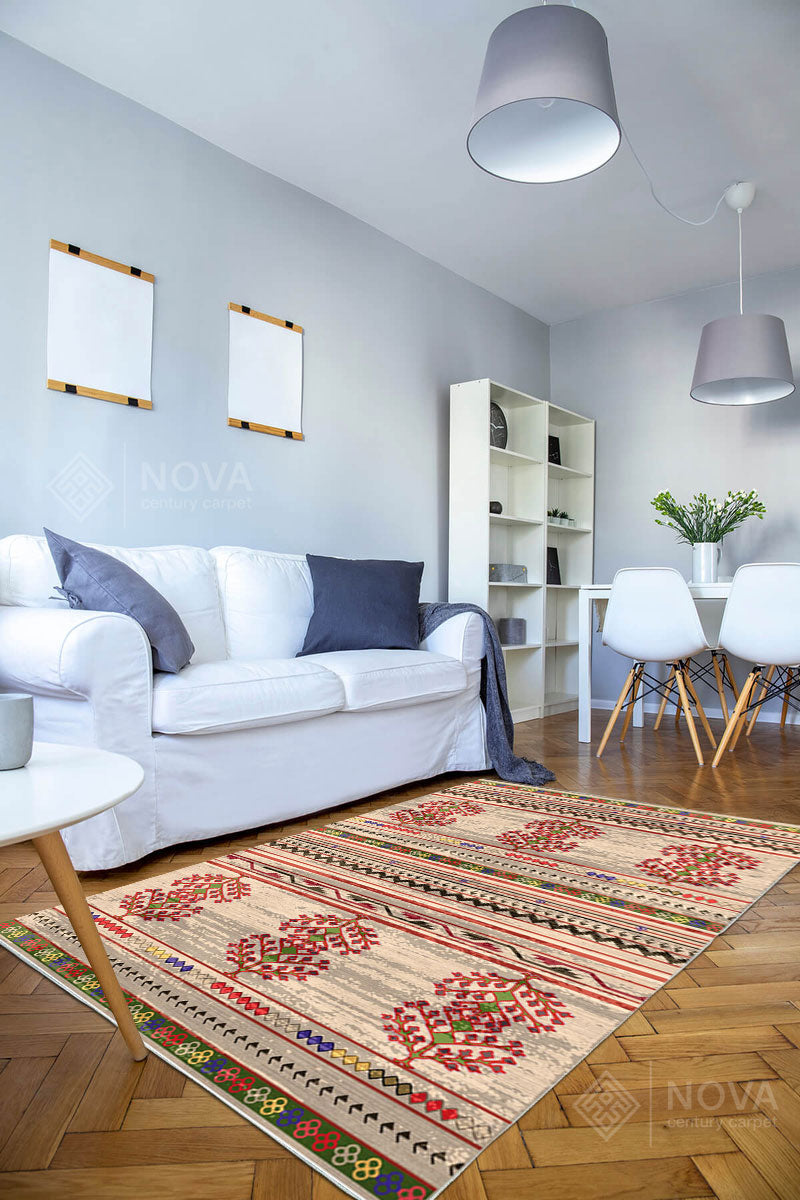 Eva Bambu Dokuma AN0005 Yumuşak Dokuma Taban Renkli Salon Yatak Odası Halısı