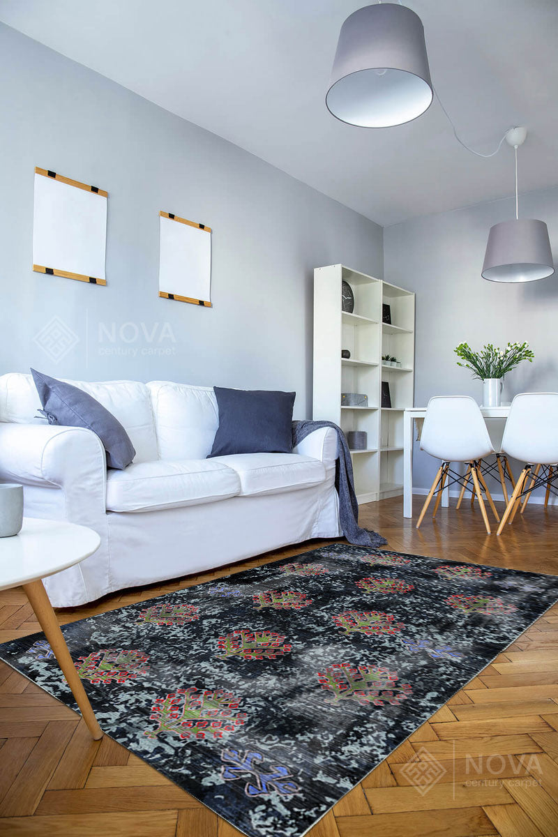 Eva Bambu Dokuma AN0006 Yumuşak Dokuma Taban Renkli Salon Yatak Odası Halısı