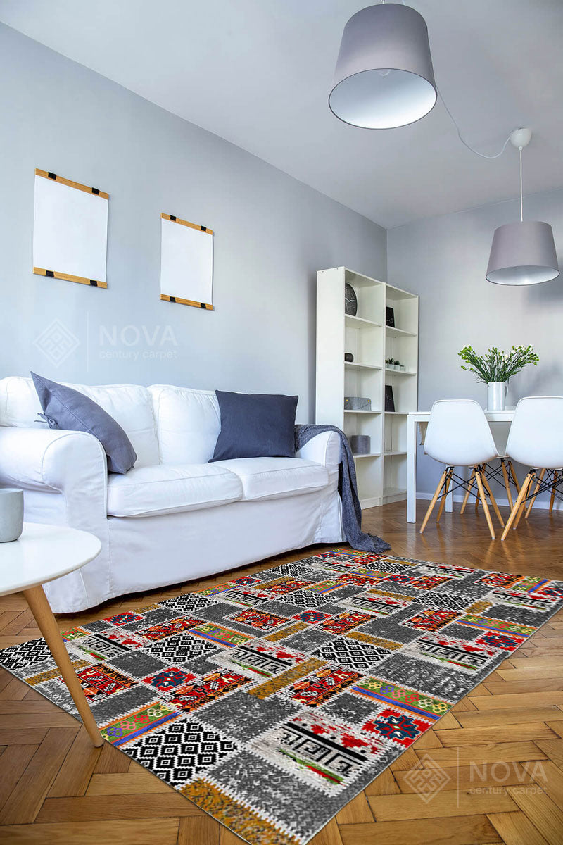 Eva Bambu Dokuma AN0010 Yumuşak Dokuma Taban Renkli Salon Yatak Odası Halısı