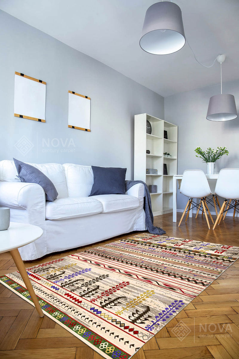 Eva Bambu Dokuma AN0011 Yumuşak Dokuma Taban Renkli Salon Yatak Odası Halısı
