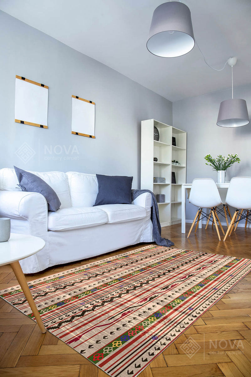 Eva Bambu Dokuma AN0012 Yumuşak Dokuma Taban Renkli Salon Yatak Odası Halısı