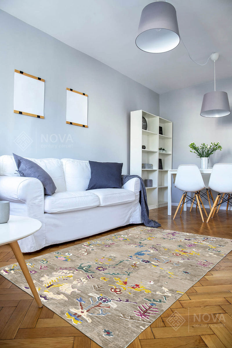 Eva Bambu Dokuma AN0014 Yumuşak Dokuma Taban Renkli Salon Yatak Odası Halısı