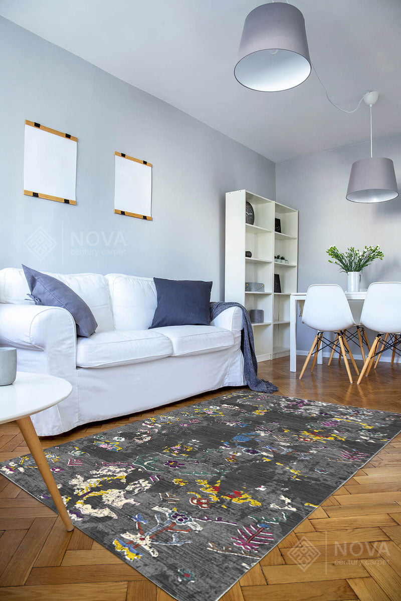 Eva Bambu Dokuma AN0015 Yumuşak Dokuma Taban Renkli Salon Yatak Odası Halısı