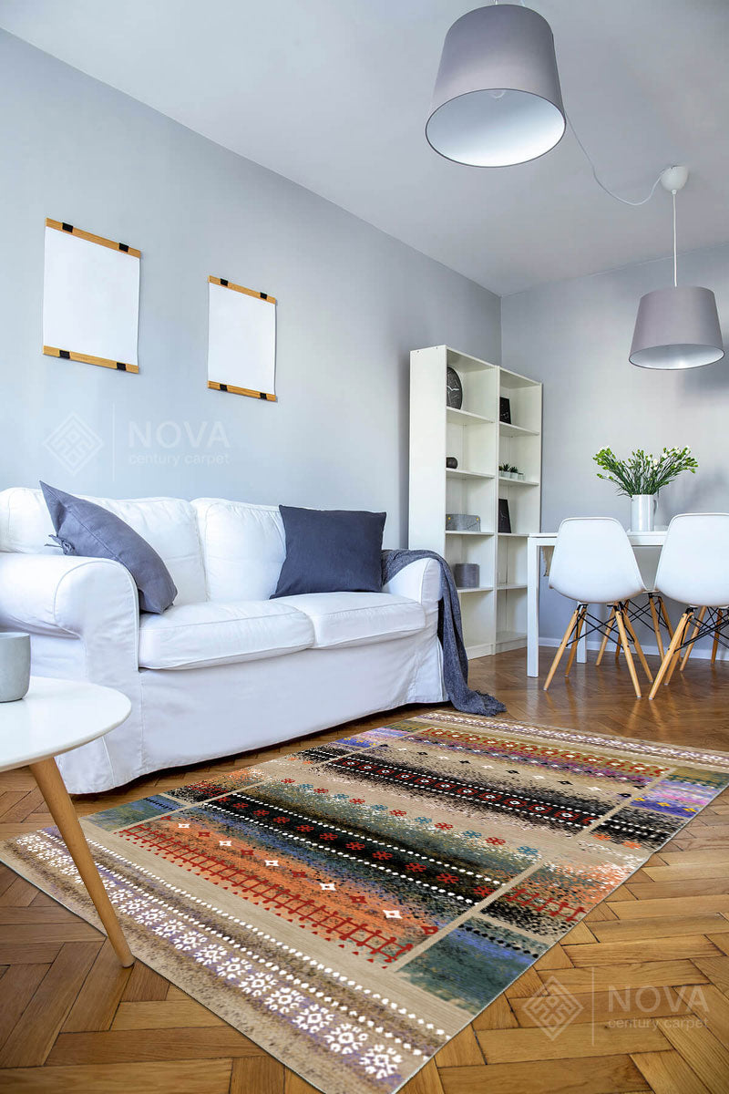 Eva Bambu Dokuma AN0017 Yumuşak Dokuma Taban Renkli Salon Yatak Odası Halısı