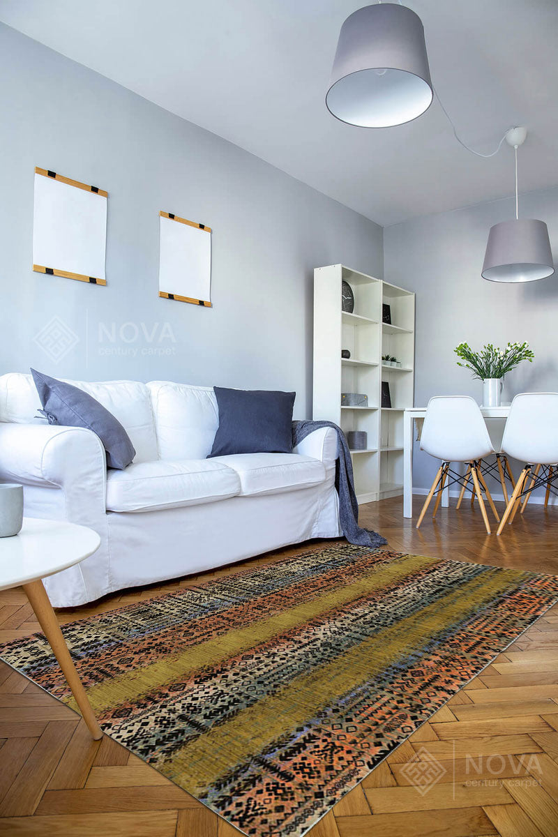 Eva Bambu Dokuma AN0019 Yumuşak Dokuma Taban Renkli Salon Yatak Odası Halısı