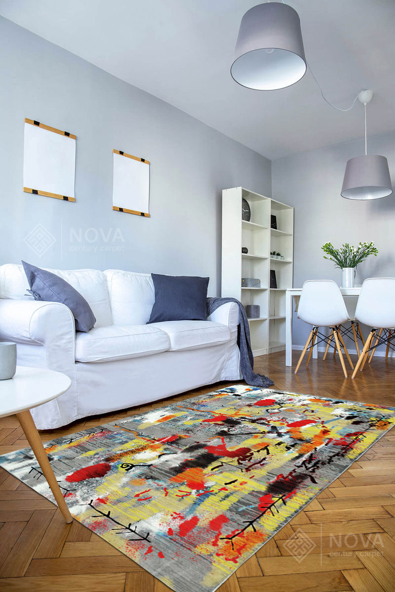 Eva Bambu Dokuma AN0021 Yumuşak Dokuma Taban Renkli Salon Yatak Odası Halısı