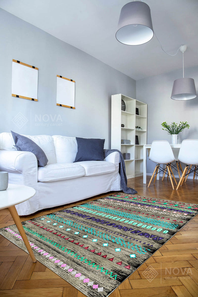 Eva Bambu Dokuma AN0022 Yumuşak Dokuma Taban Renkli Salon Yatak Odası Halısı