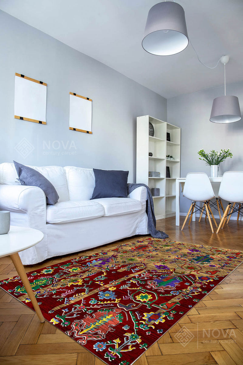 Eva Bambu Dokuma AN0027 Yumuşak Dokuma Taban Renkli Salon Yatak Odası Halısı