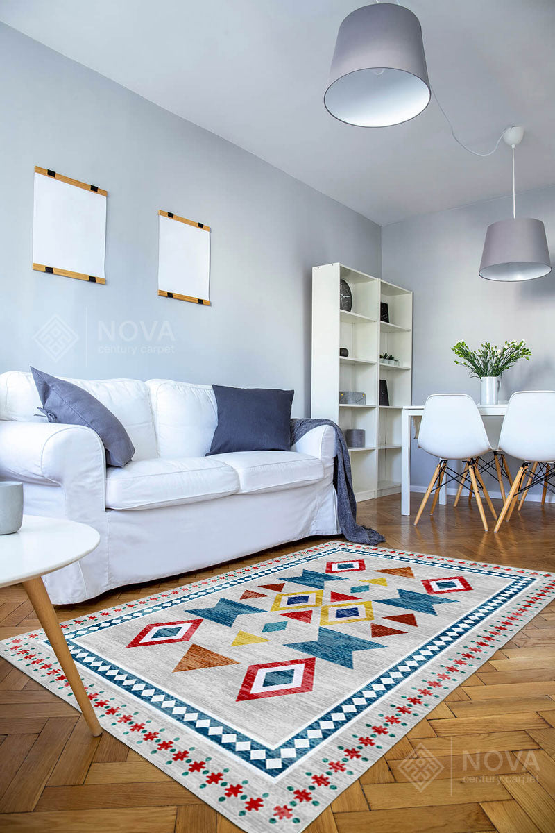 Eva Bambu Dokuma AN0033 Yumuşak Dokuma Taban Renkli Salon Yatak Odası Halısı