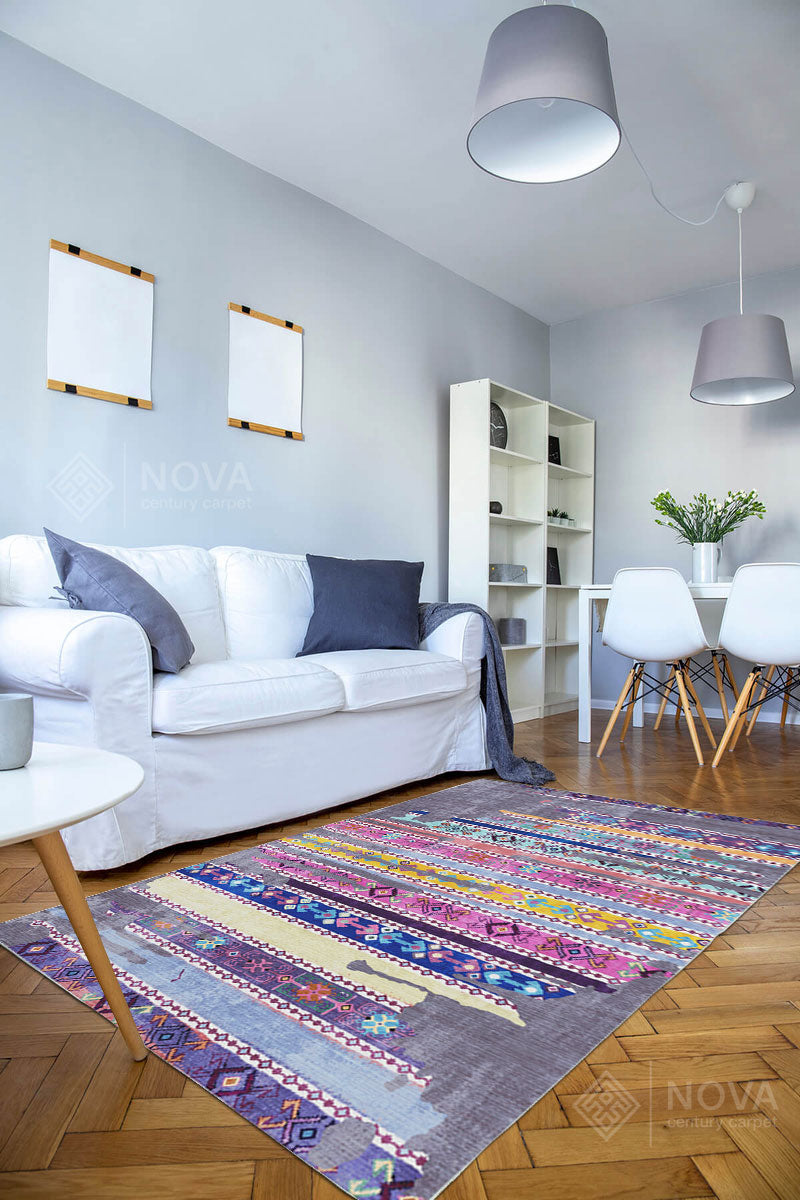 Eva Bambu Dokuma AN0201 Yumuşak Dokuma Taban Renkli Salon Yatak Odası Halısı
