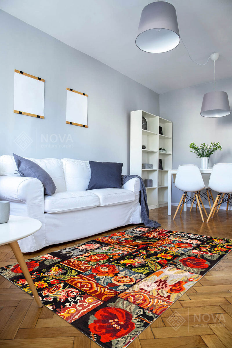 Eva Bambu Dokuma AN0212 Yumuşak Dokuma Taban Renkli Salon Yatak Odası Halısı